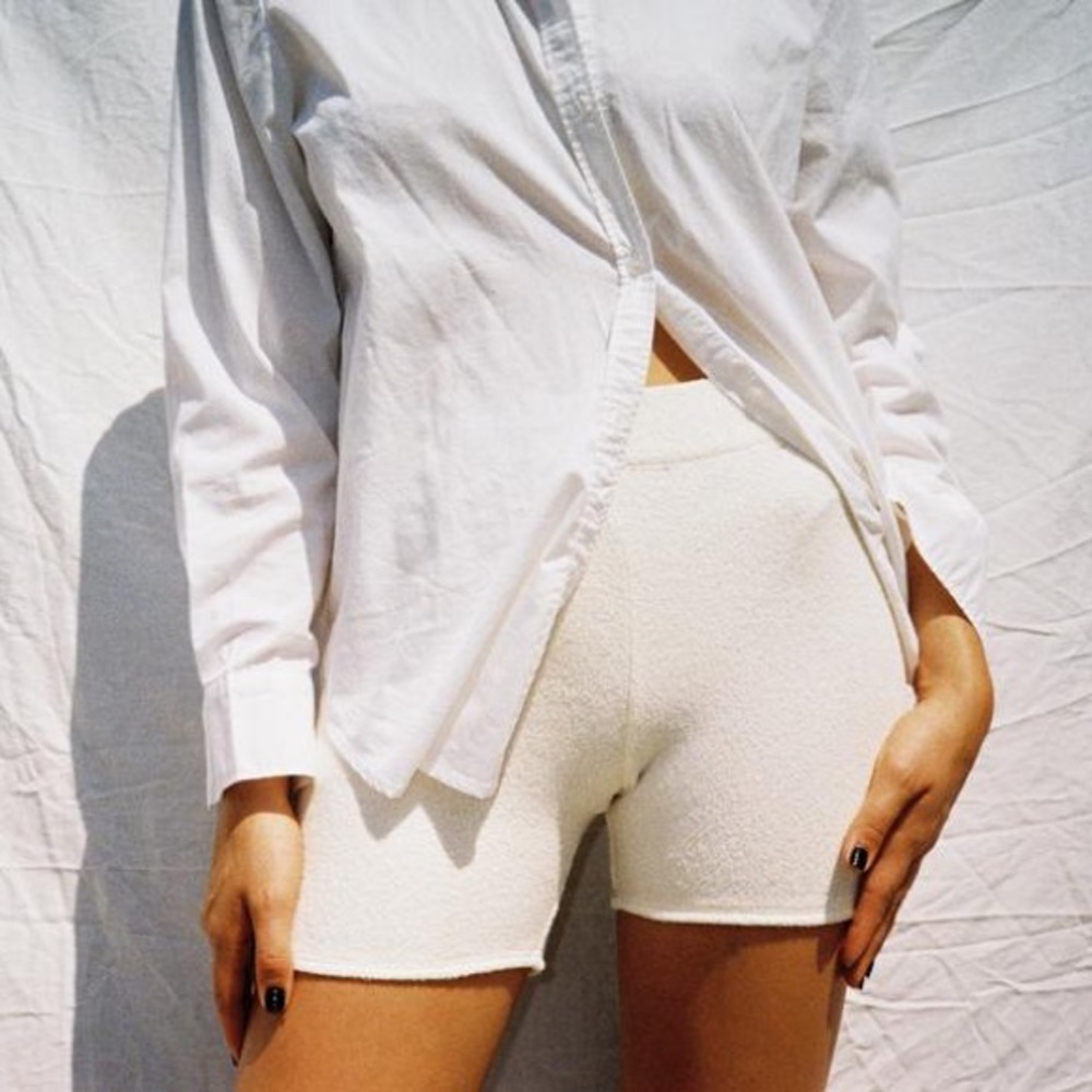 White Terry Cloth Biker Shorts